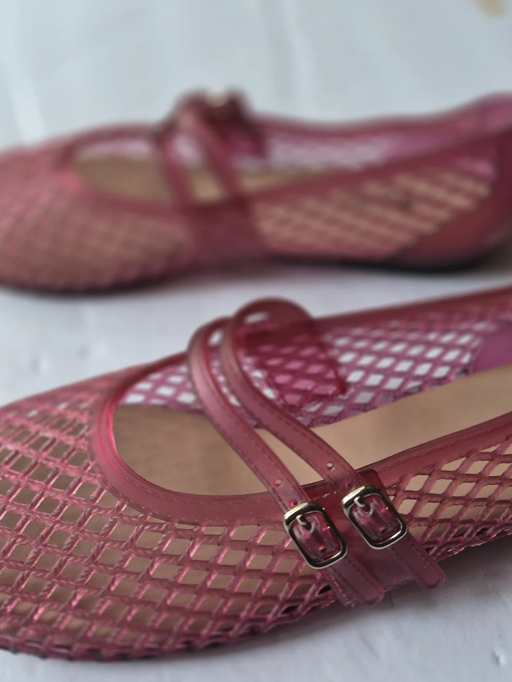 Roxxoni Pink Double-Strap Jellies Mary Jane Flats